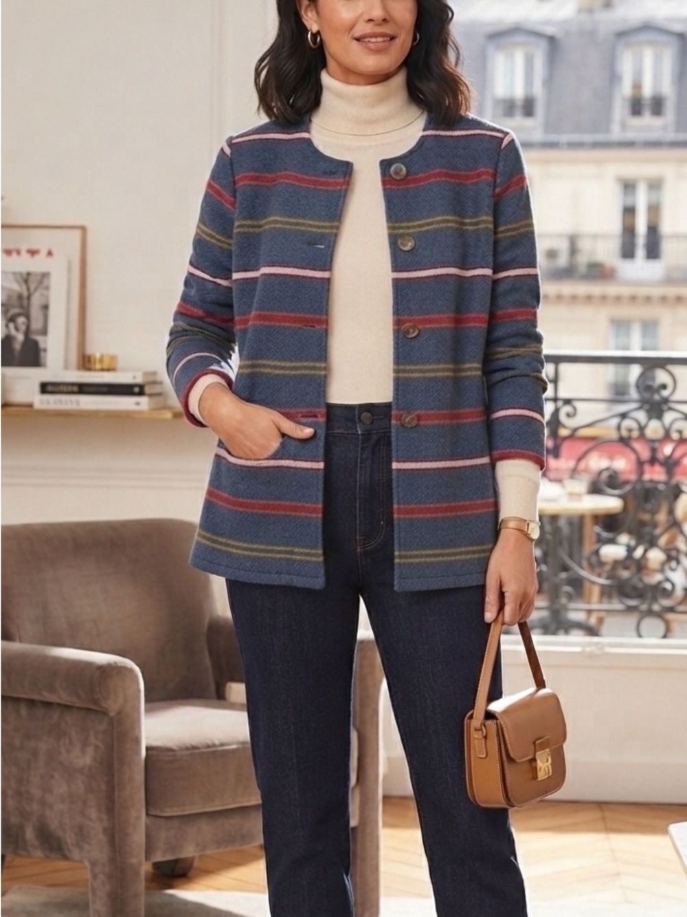 Anthropologie Dolan Multicolor striped coat